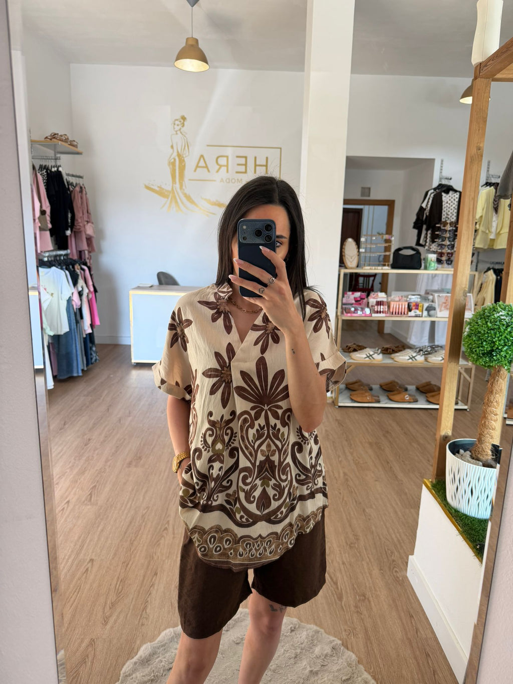 Blusa Fluida Estampado Floral y Cuello Mao / Blusa Boho