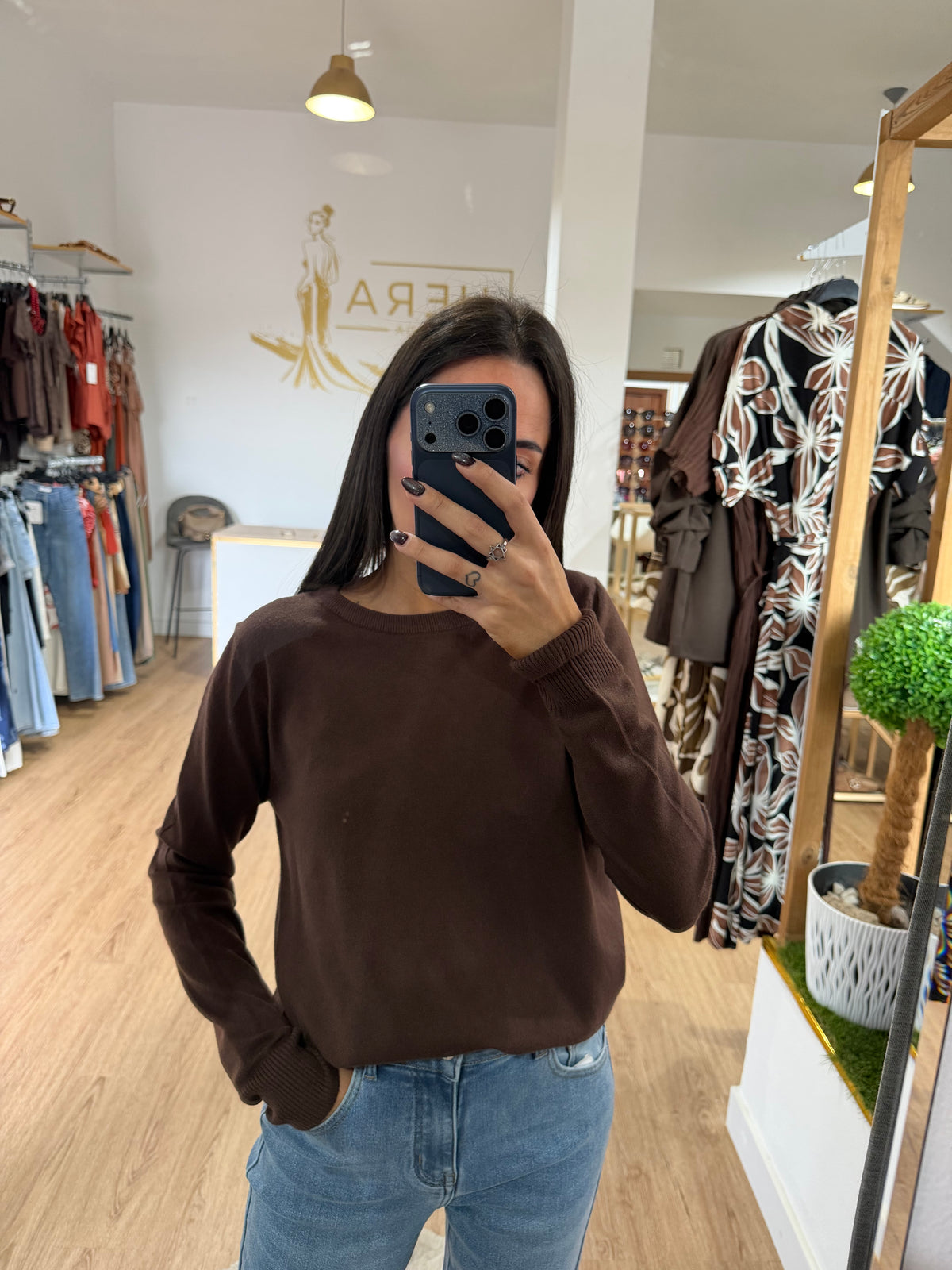 Jersey de punto con cuello redondo / Básico suave en varios colores