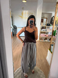 Pantalón Bombacho de Rayas Bicolor - Pantalón Fluido Mujer