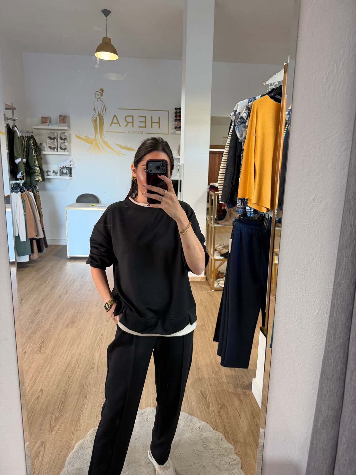 Sudadera Fluida Efecto Dos Piezas con Remate En Contraste