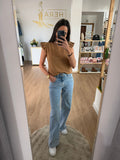Vaqueros Wide Leg Azul Claro con Bordado de Rosas - Estilo Romántico y Retro