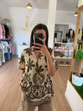Blusa Fluida Estampado Floral y Cuello Mao / Blusa Boho
