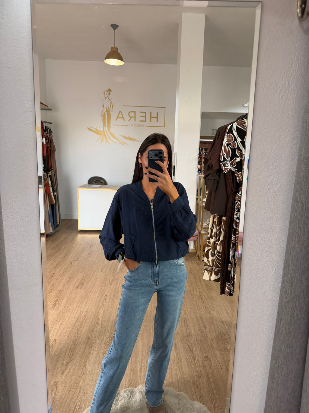 Chaqueta Bomber Fluida Ligera / Cazadora Fina Texturizada con Cremallera