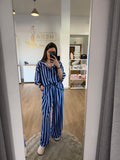 Conjunto Dos Piezas Estilo Pijamero de Camisa y Pantalón a Rayas - 2 colores