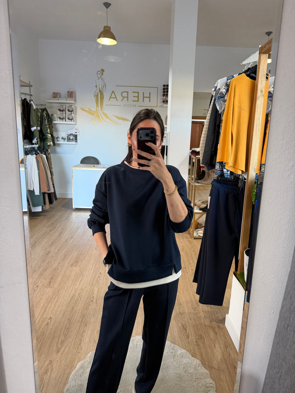 Sudadera Fluida Efecto Dos Piezas con Remate En Contraste