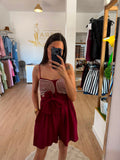 Mono Corto de Tirantes con Crochet Geométrico / Pantalón Fluido con Lazo