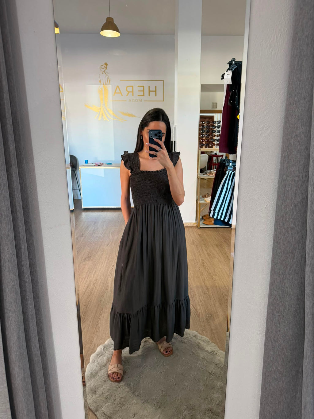 Vestido Maxi Nido de Abeja con Volantes / Vestido Largo de Verano