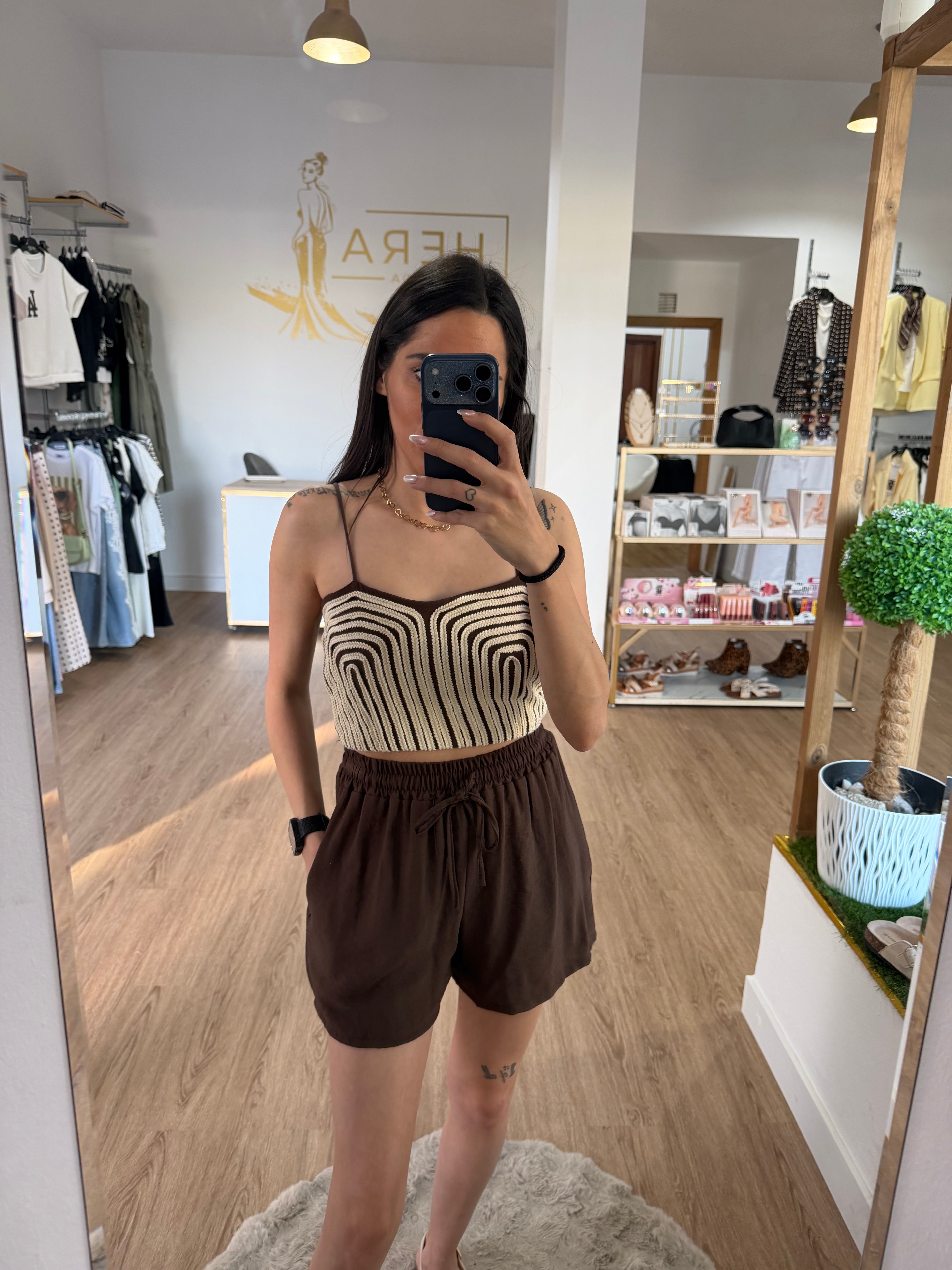 Conjunto de Dos Piezas de Top Crochet de Rafia y Short - 2 colores