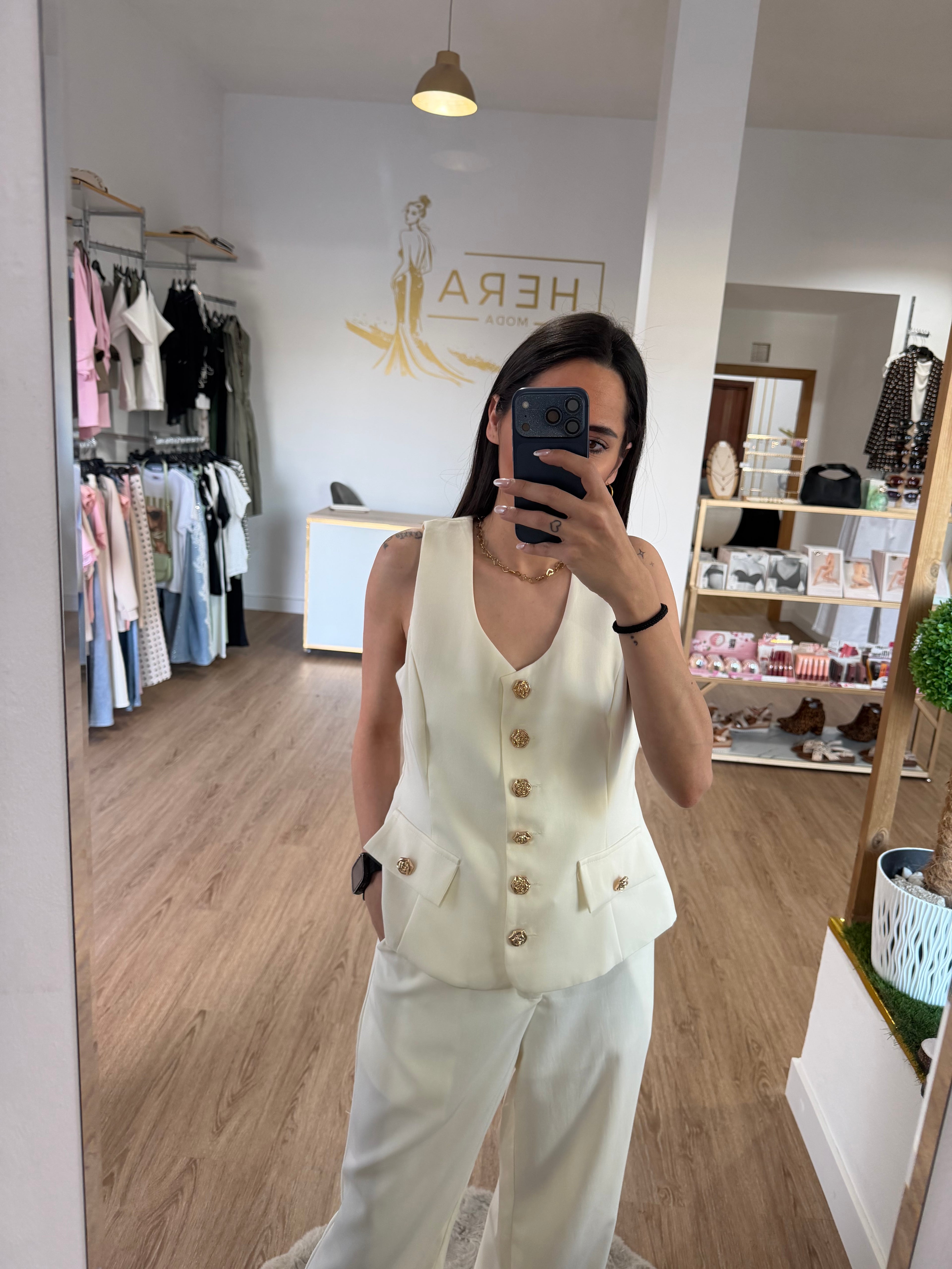 Conjunto Sastre de Chaleco Corto y Pantalón Fluido - 4 colores