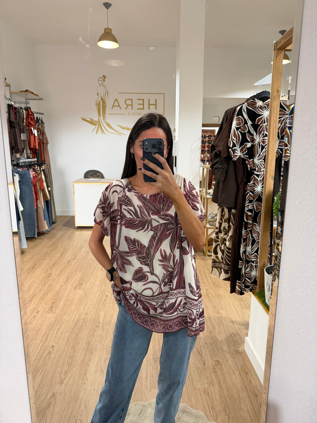 Blusa Gasa Estampado Palmeras / Top Fluido Varios colores