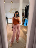Pantalón Bombacho Cuadros Vichy con Lazo / Pantalón Fluido Tobillo Elástico