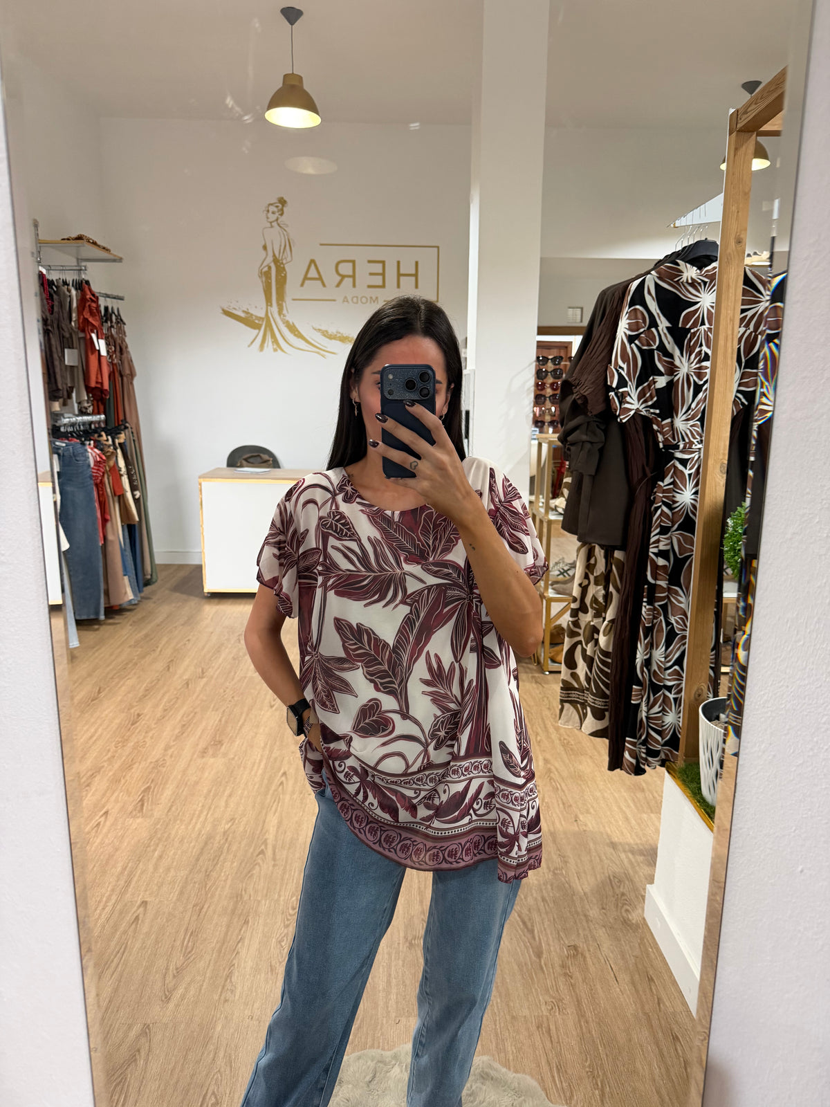 Blusa Gasa Estampado Palmeras / Top Fluido Varios colores