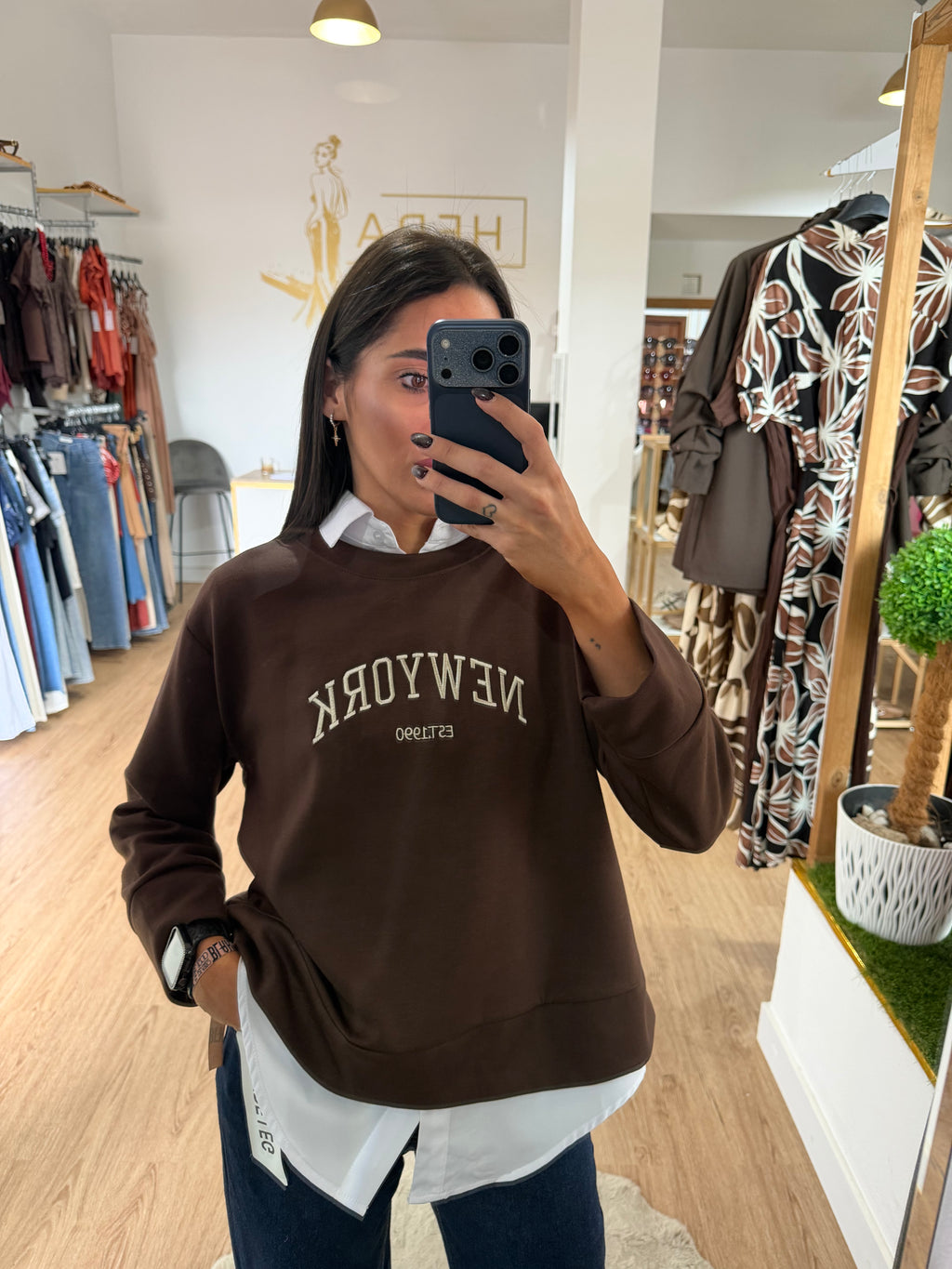 Sudadera Bordada New York / Sudadera Universitaria Crop Ligera