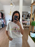 Camiseta Básica Blanca con Mensaje Rock Always / Camiseta Algodón detalles Metalizados