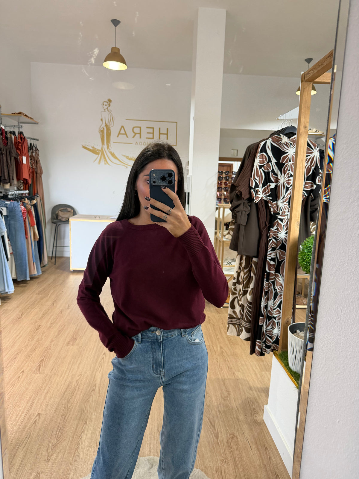 Jersey de punto con cuello redondo / Básico suave en varios colores