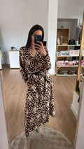 Vestido camisero Midi con Estampado Étnico y cinturón- 2 colores