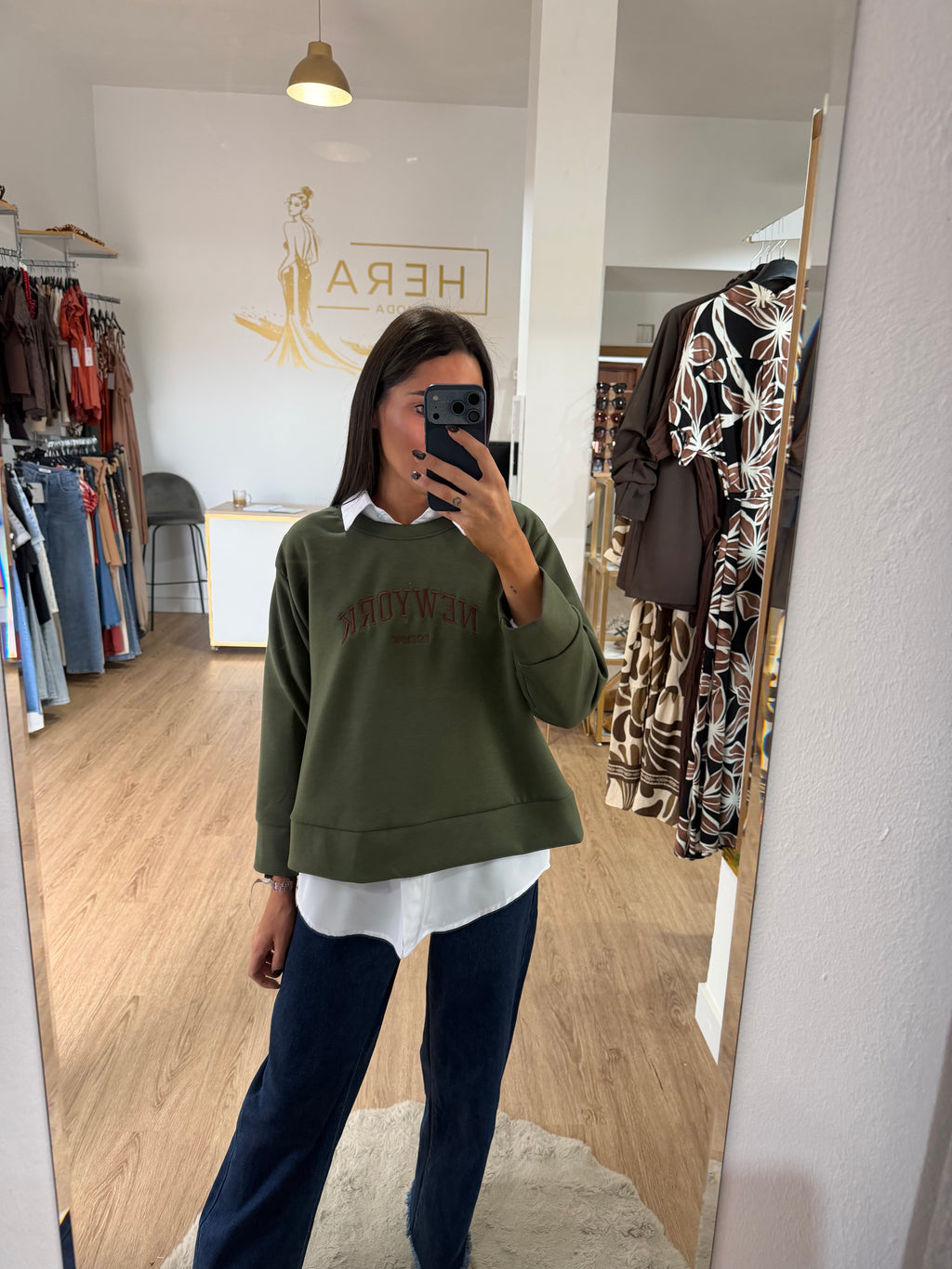 Sudadera Bordada New York / Sudadera Universitaria Crop Ligera
