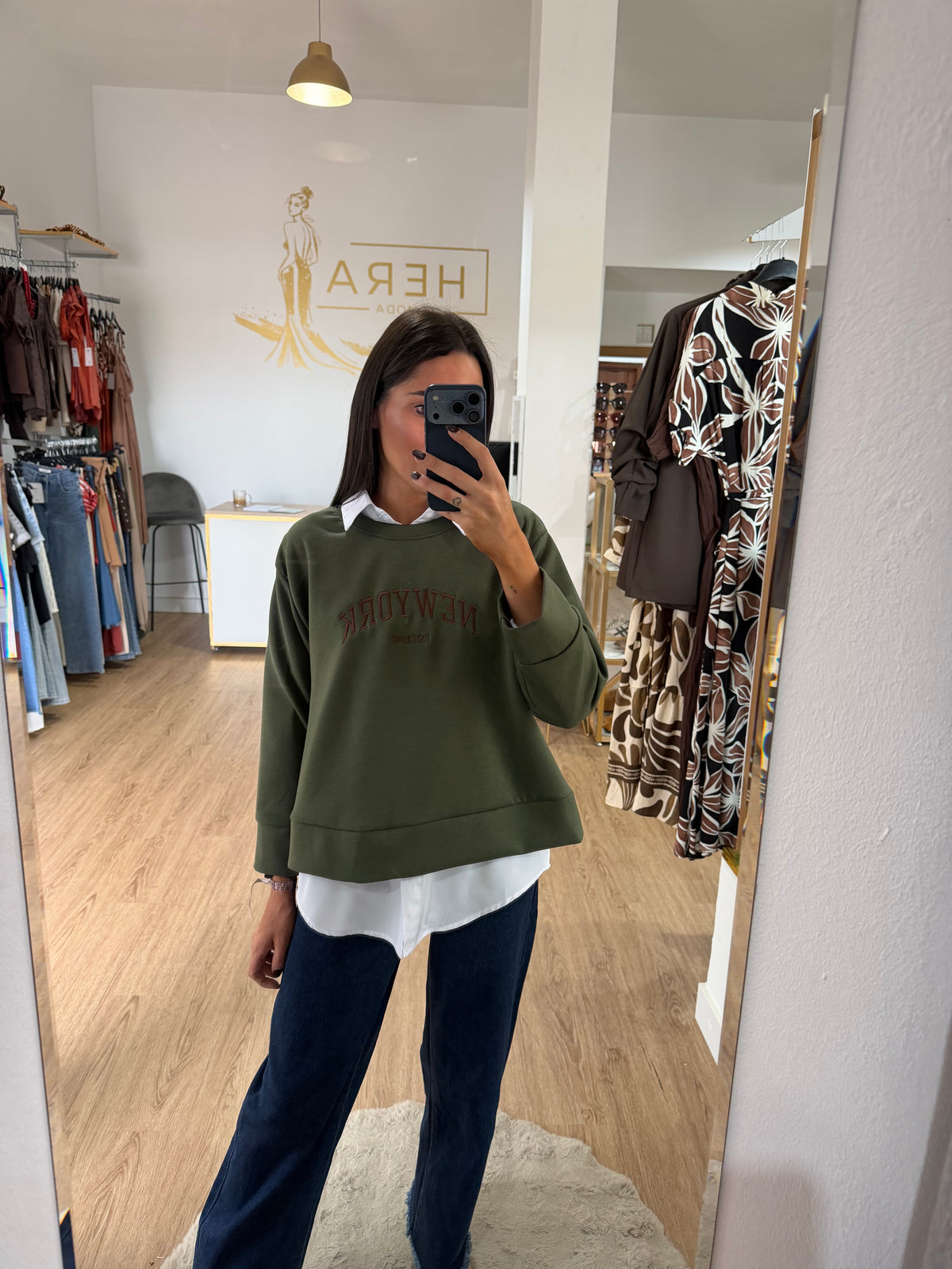 Sudadera Bordada New York / Sudadera Universitaria Crop Ligera