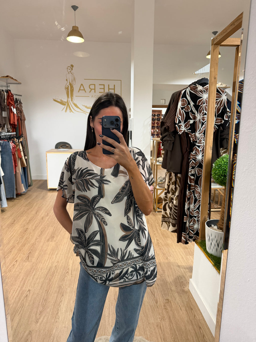 Blusa Gasa Estampado Palmeras / Top Fluido Varios colores
