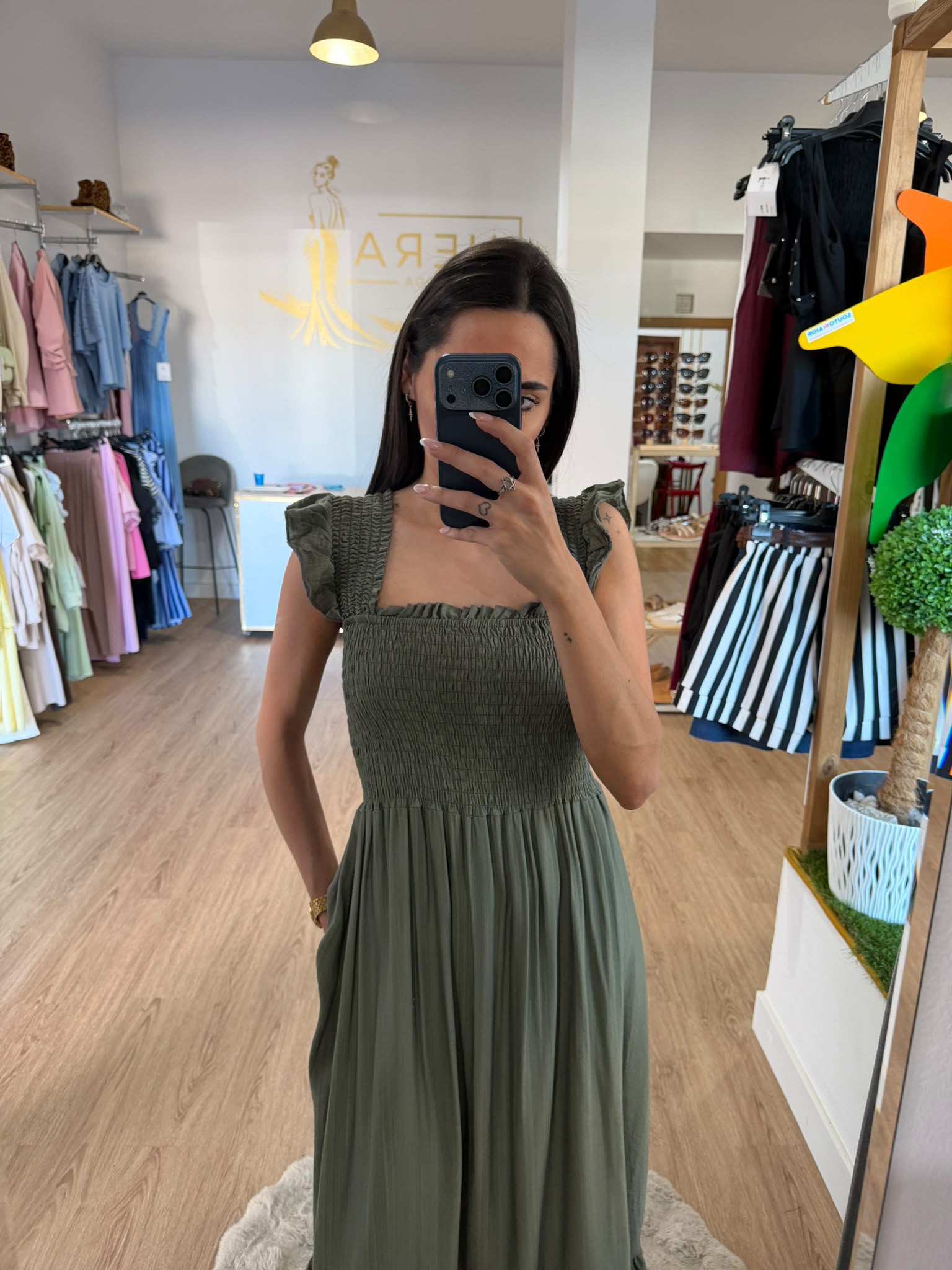 Vestido Maxi Nido de Abeja con Volantes / Vestido Largo de Verano