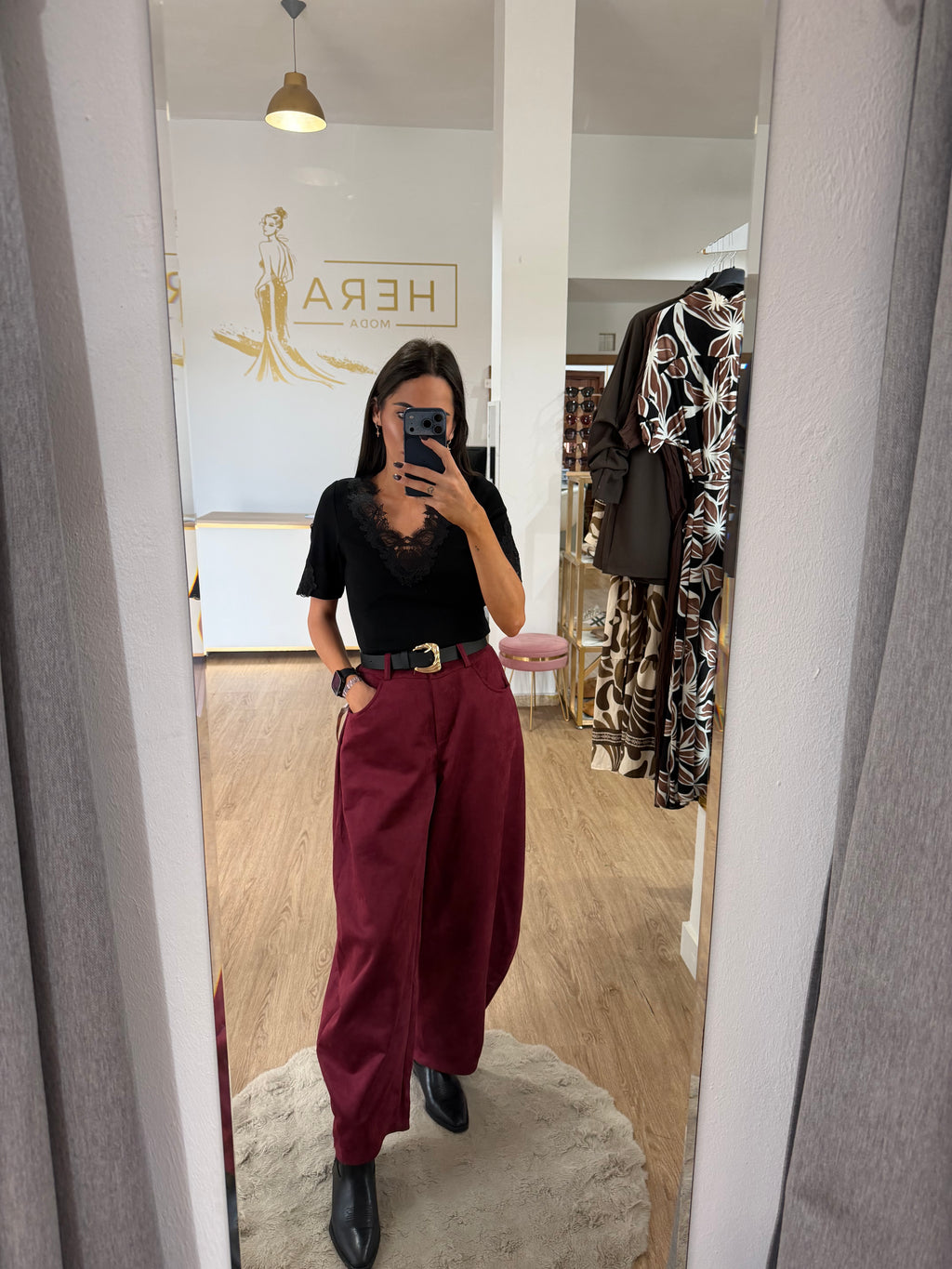 Pantalón Ancho de Ante con Cintura Elástica / Pantalón Recto de Antelina Varios colores