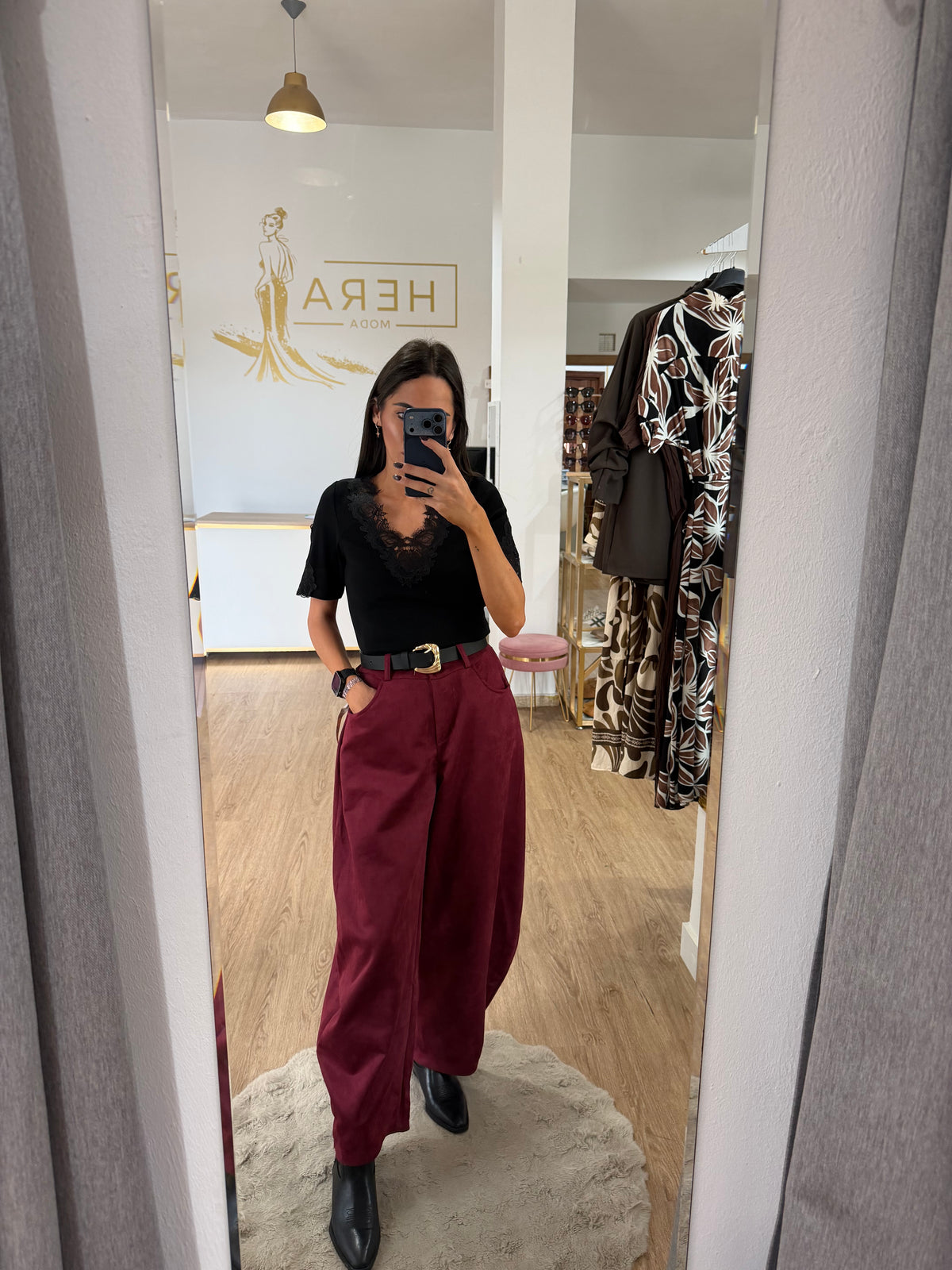 Pantalón Ancho de Ante con Cintura Elástica / Pantalón Recto de Antelina Varios colores