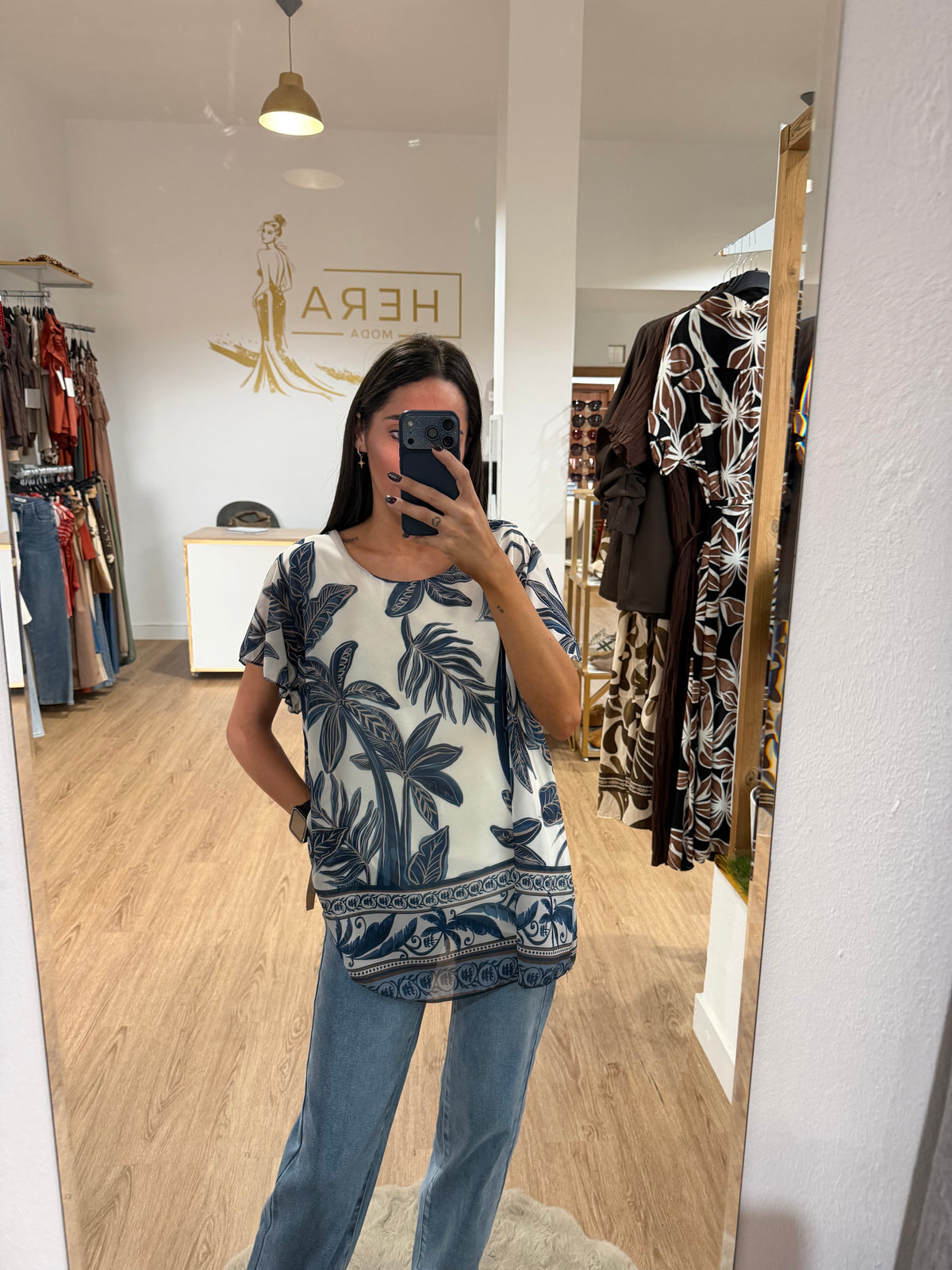 Blusa Gasa Estampado Palmeras / Top Fluido Varios colores