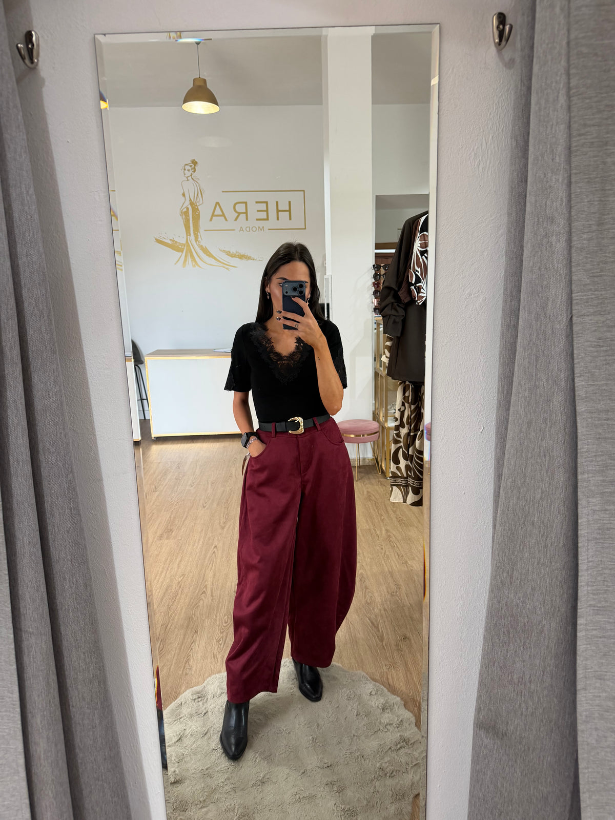 Pantalón Ancho de Ante con Cintura Elástica / Pantalón Recto de Antelina Varios colores