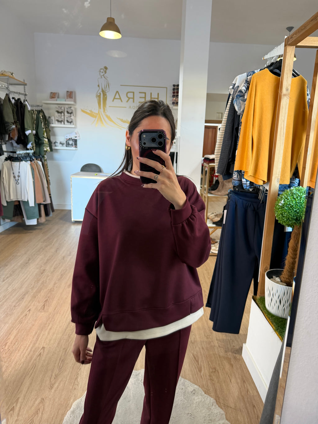 Sudadera Fluida Efecto Dos Piezas con Remate En Contraste