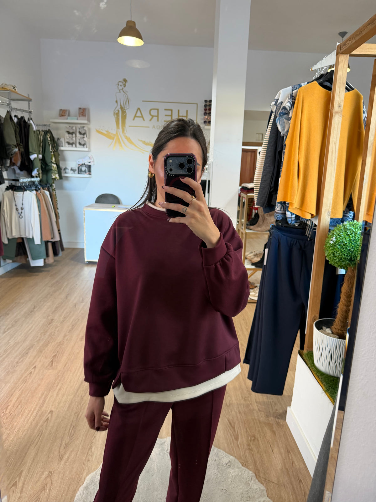 Sudadera Fluida Efecto Dos Piezas con Remate En Contraste