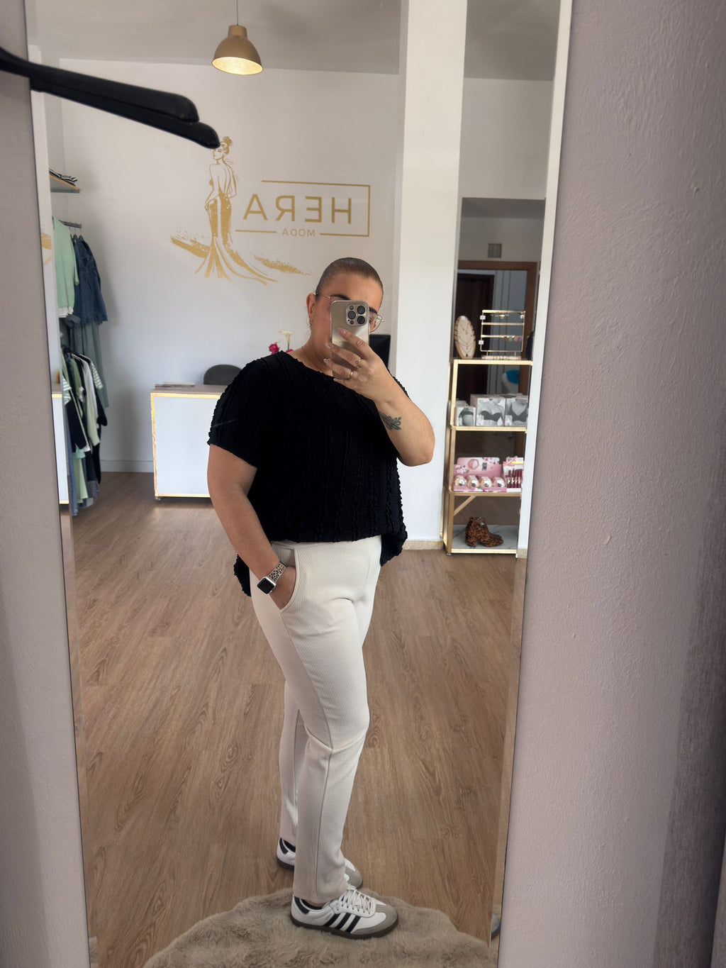 Pantalón de Punto Texturizado con Cintura Elástica - Beige Arena