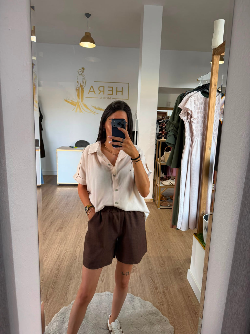 Camisa Fluida estilo militar con hombreras y manga corta / Blusa Safari verano