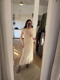 Vestido Midi de Punto Canalé con Botones en Puños