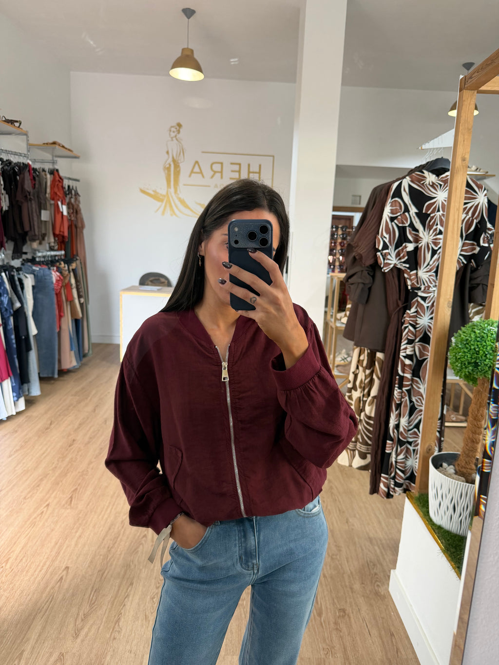 Chaqueta Bomber Fluida Ligera / Cazadora Fina Texturizada con Cremallera