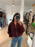 Chaqueta Bomber Fluida Ligera / Cazadora Fina Texturizada con Cremallera