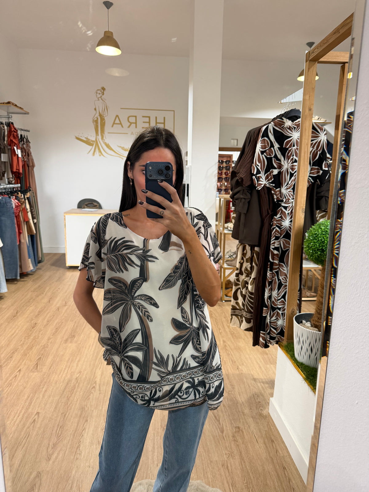 Blusa Gasa Estampado Palmeras / Top Fluido Varios colores
