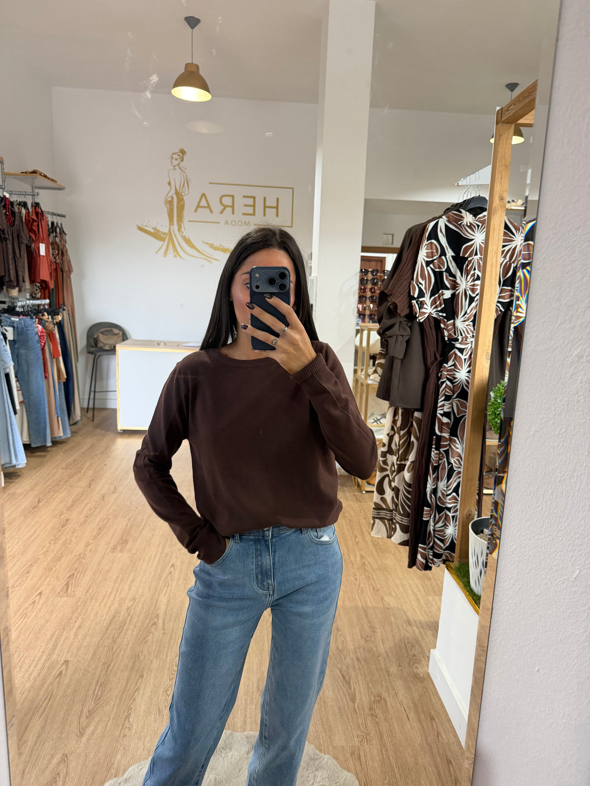 Jersey de punto con cuello redondo / Básico suave en varios colores