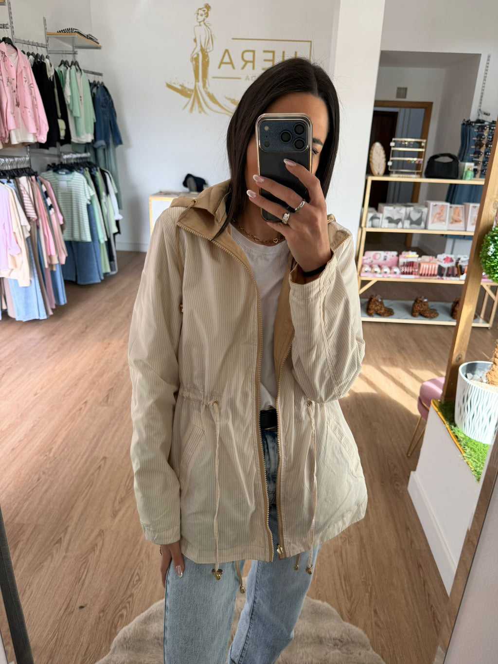 Parka Reversible Ligera con Capucha y Cintura Ajustable - Dos Chaquetas en una