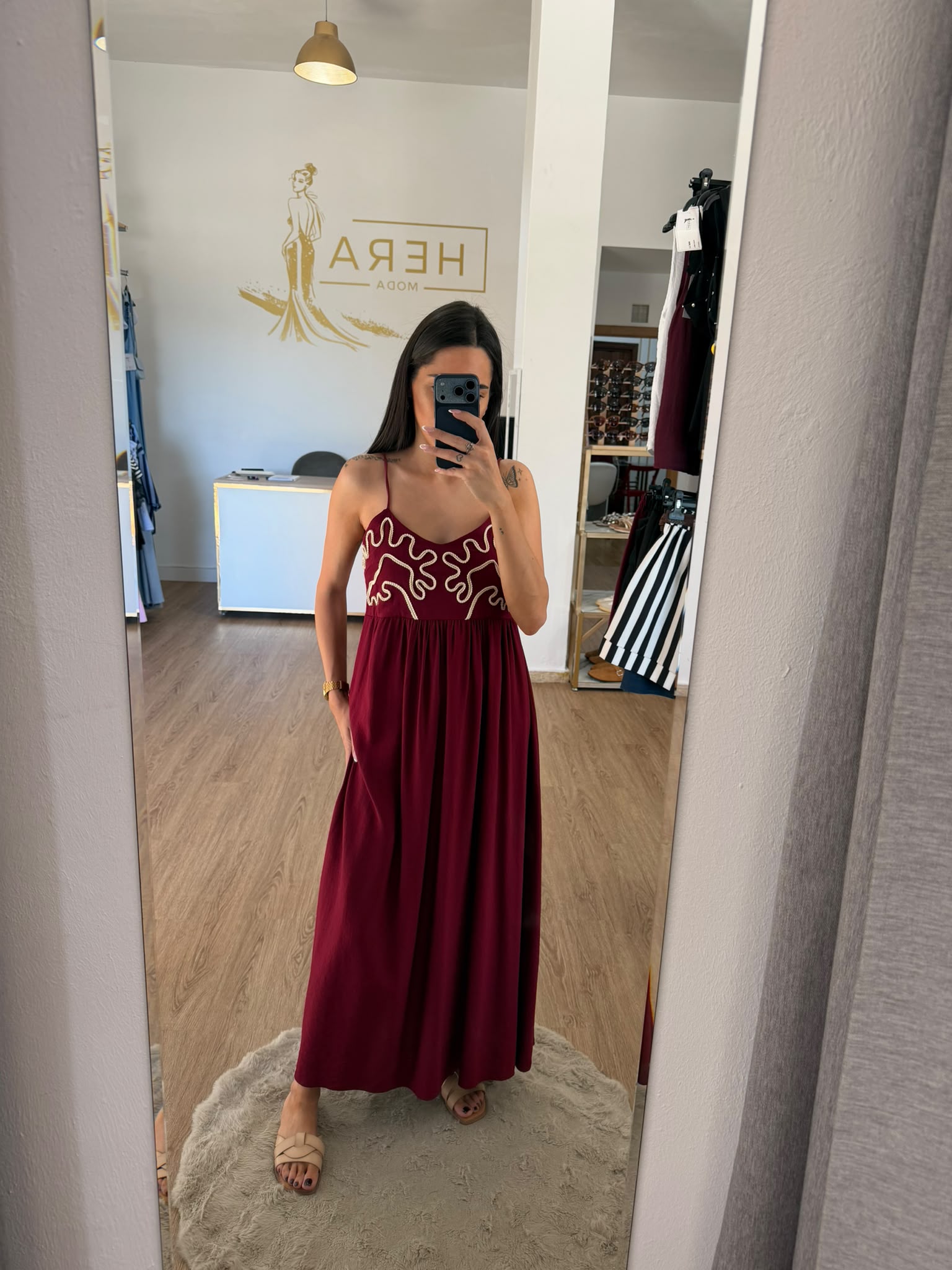Vestido Largo Boho con Bordado en el Pecho / Vestido Maxi de Tirantes