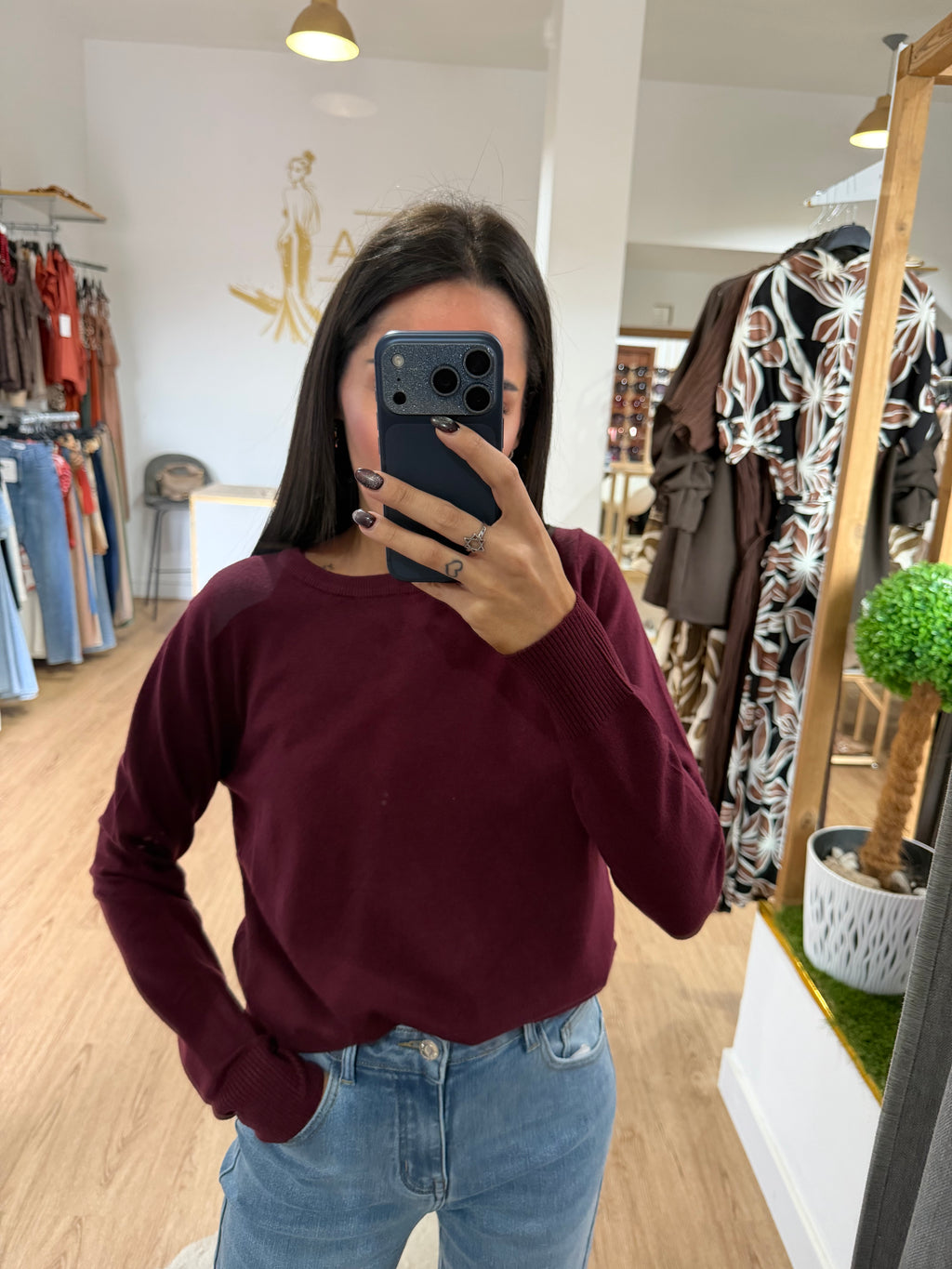 Jersey de punto con cuello redondo / Básico suave en varios colores