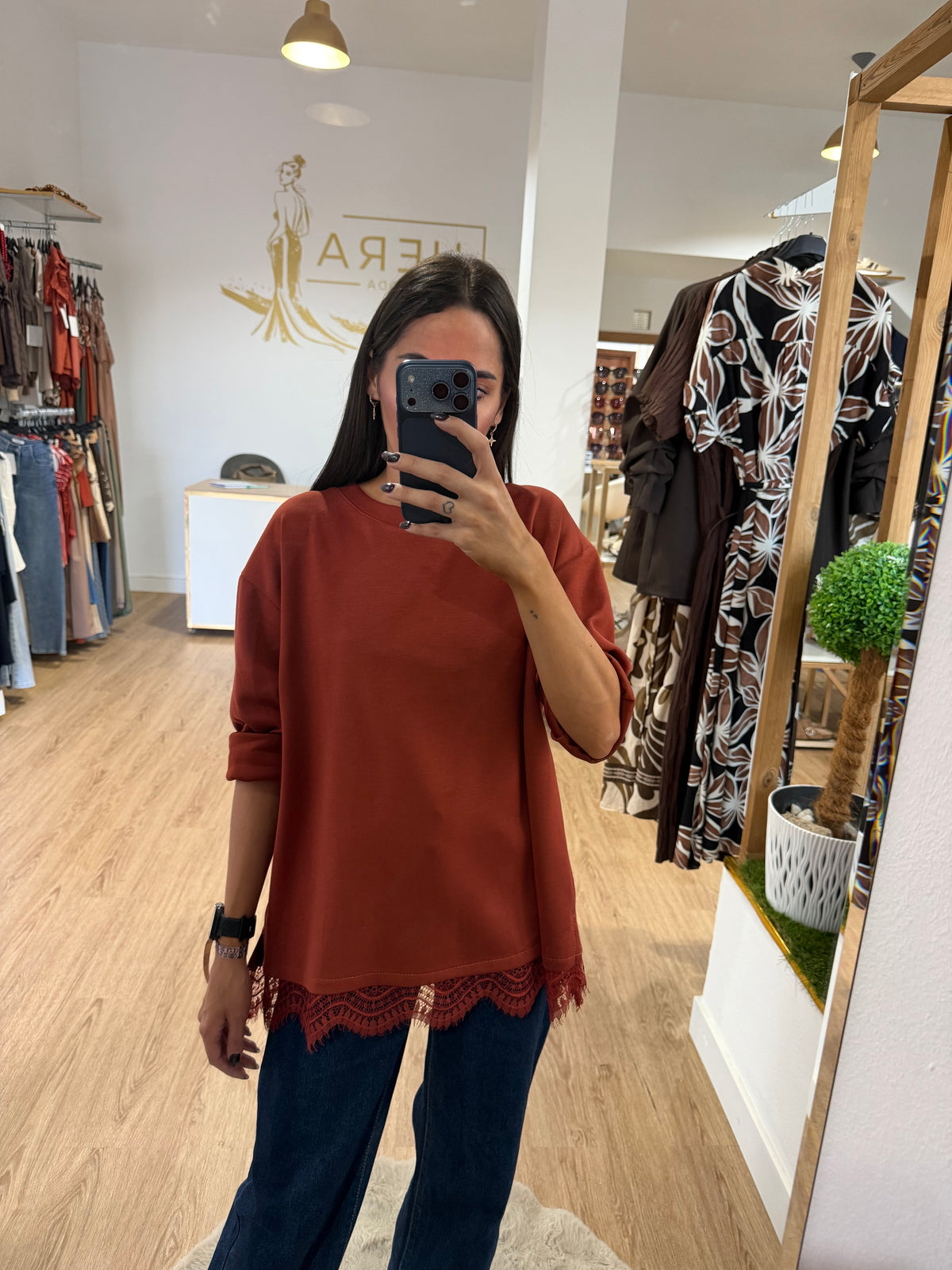 Sudadera con Encaje en el Bajo/ Sudadera Fina Varios Colores