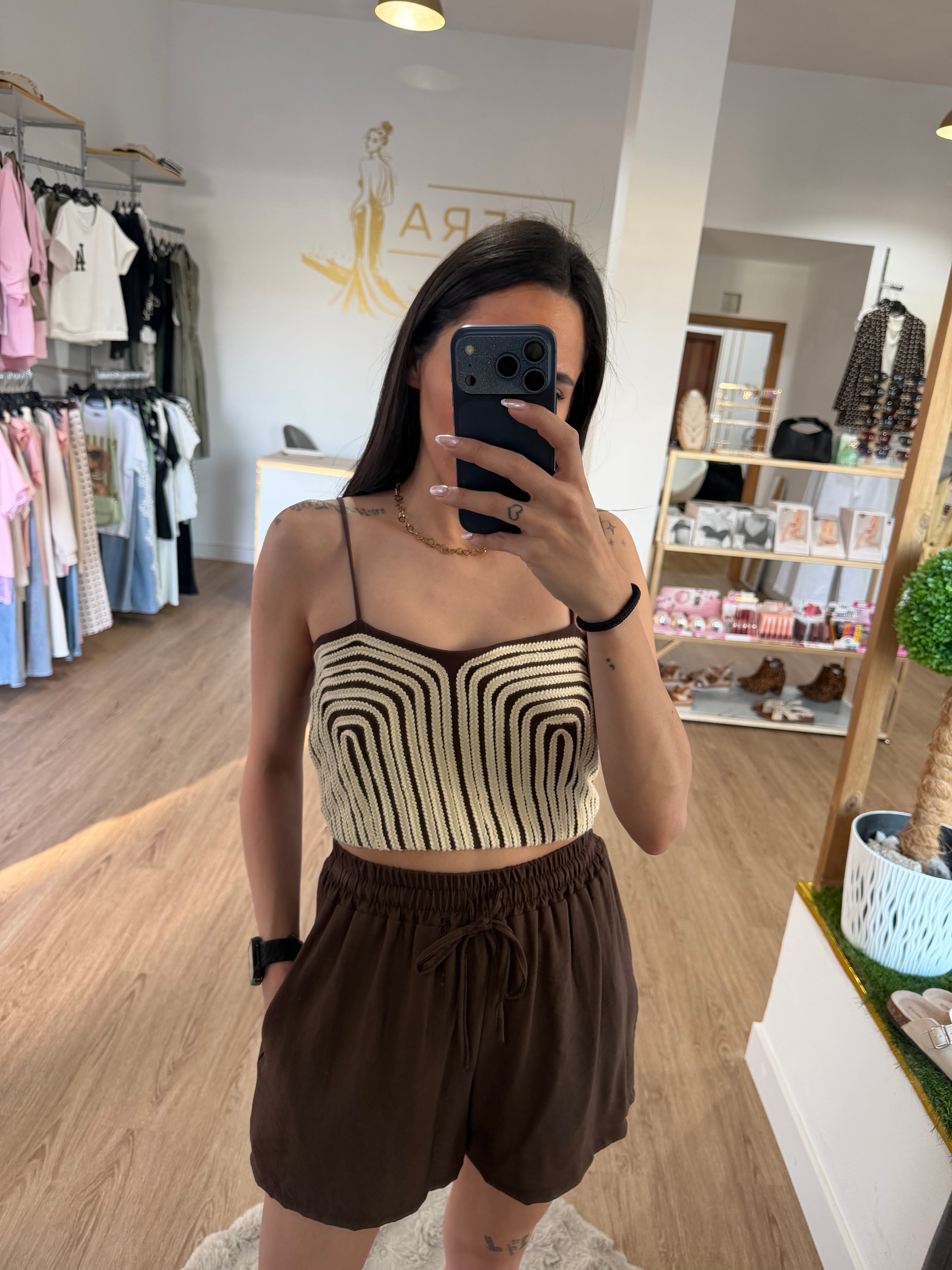 Conjunto de Dos Piezas de Top Crochet de Rafia y Short - 2 colores