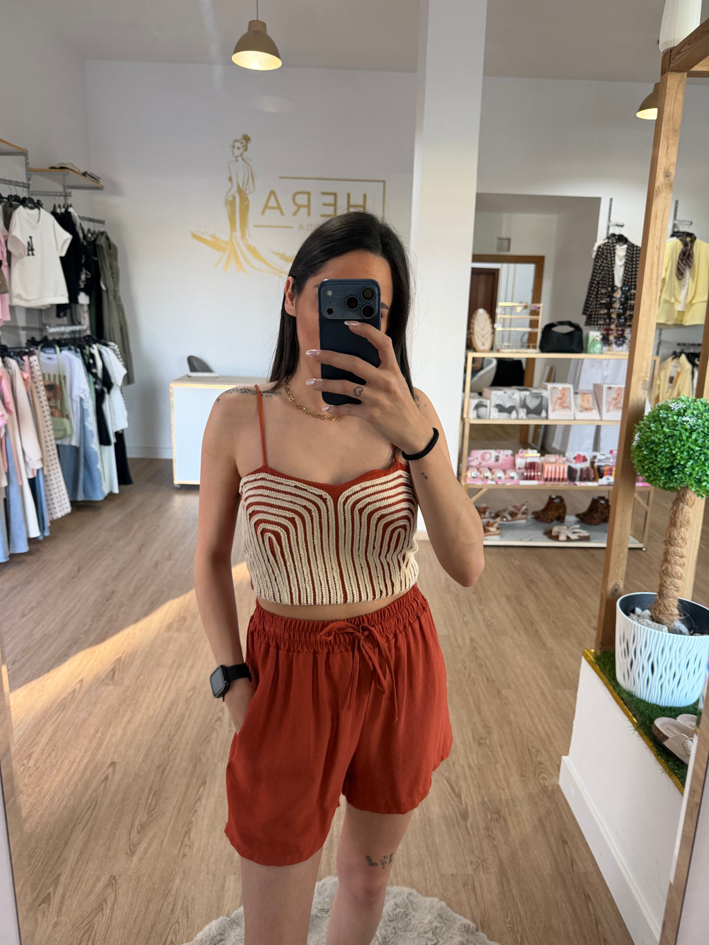 Conjunto de Dos Piezas de Top Crochet de Rafia y Short - 2 colores