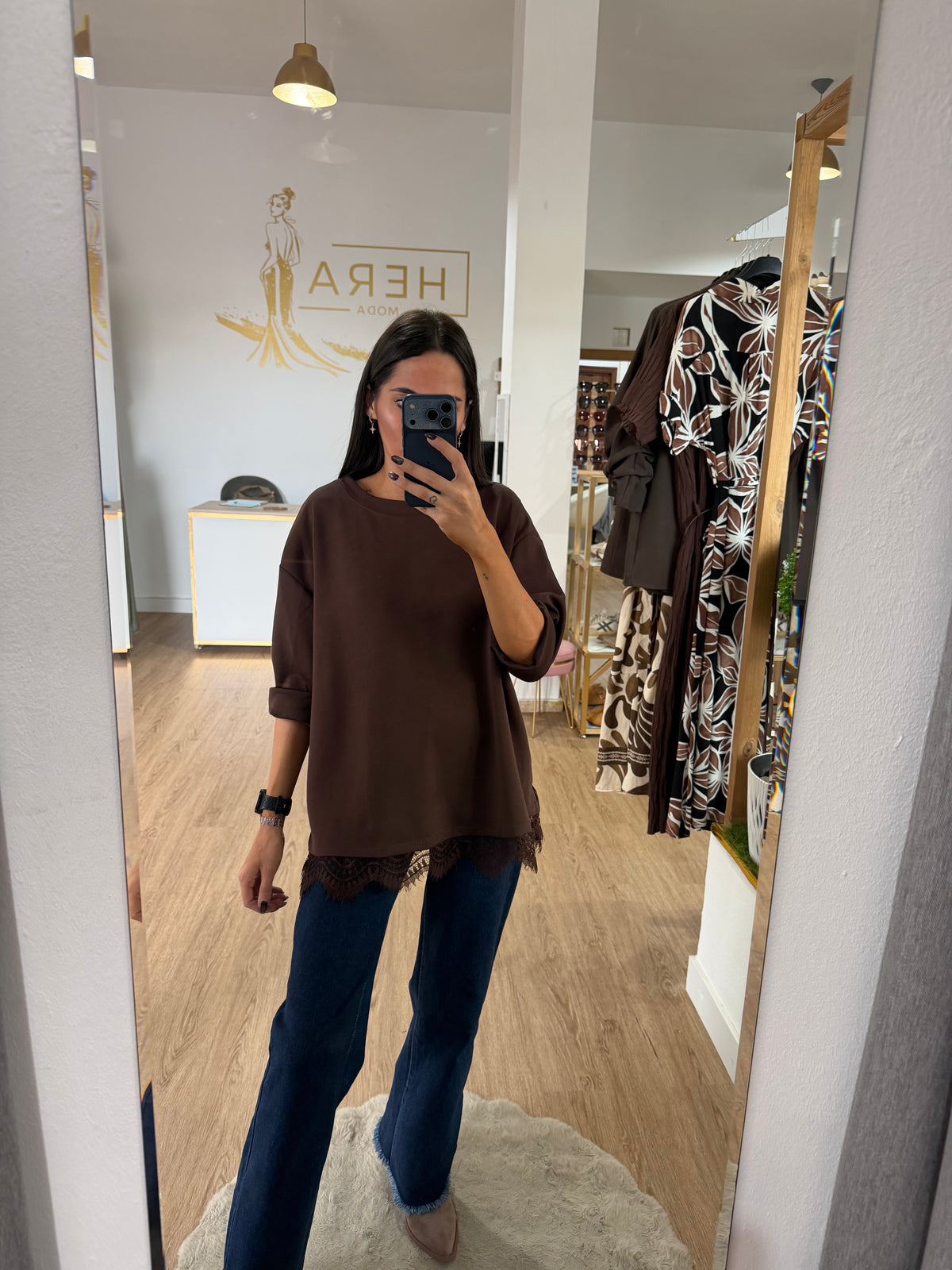 Sudadera con Encaje en el Bajo/ Sudadera Fina Varios Colores