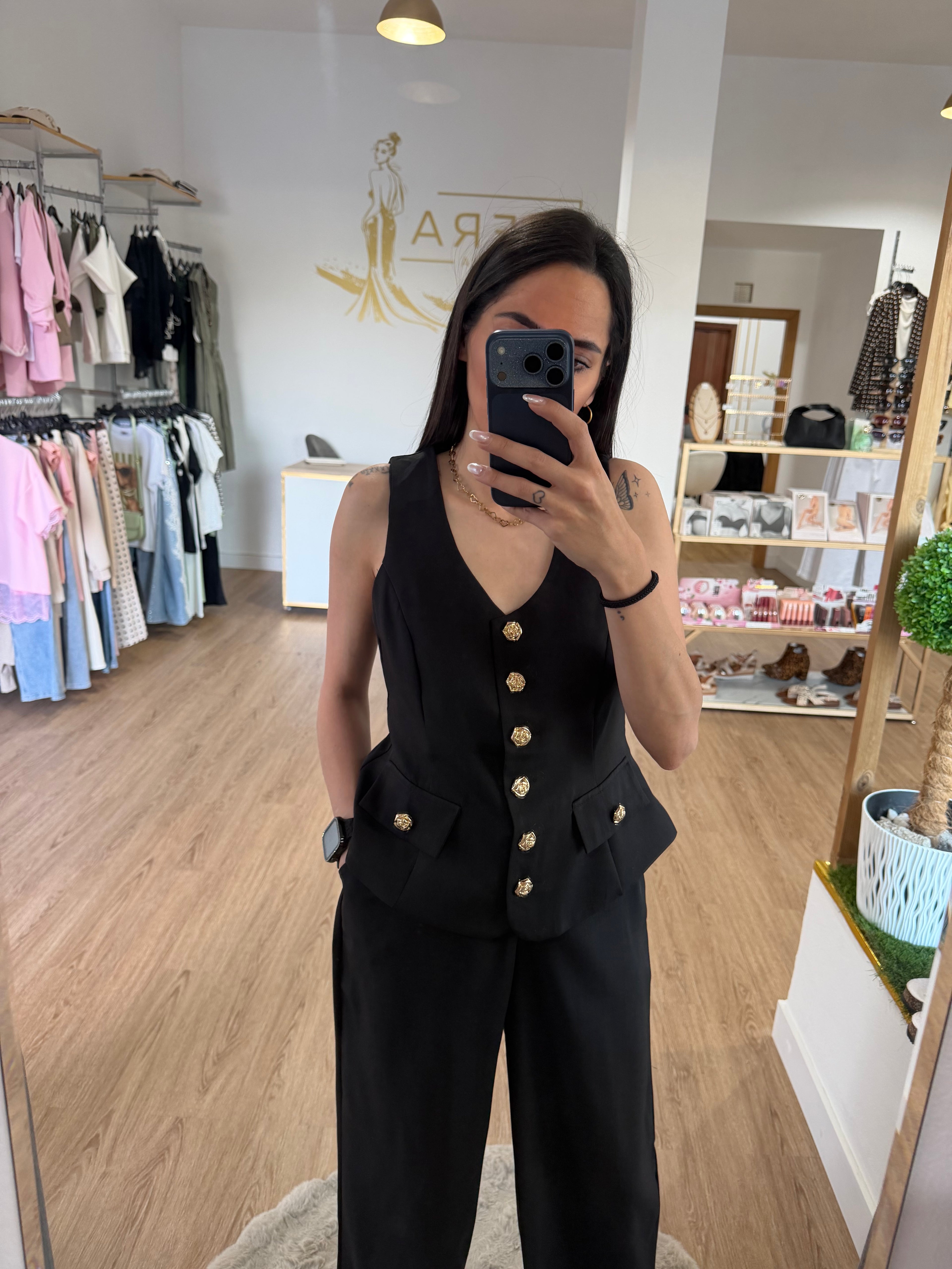Conjunto Sastre de Chaleco Corto y Pantalón Fluido - 4 colores