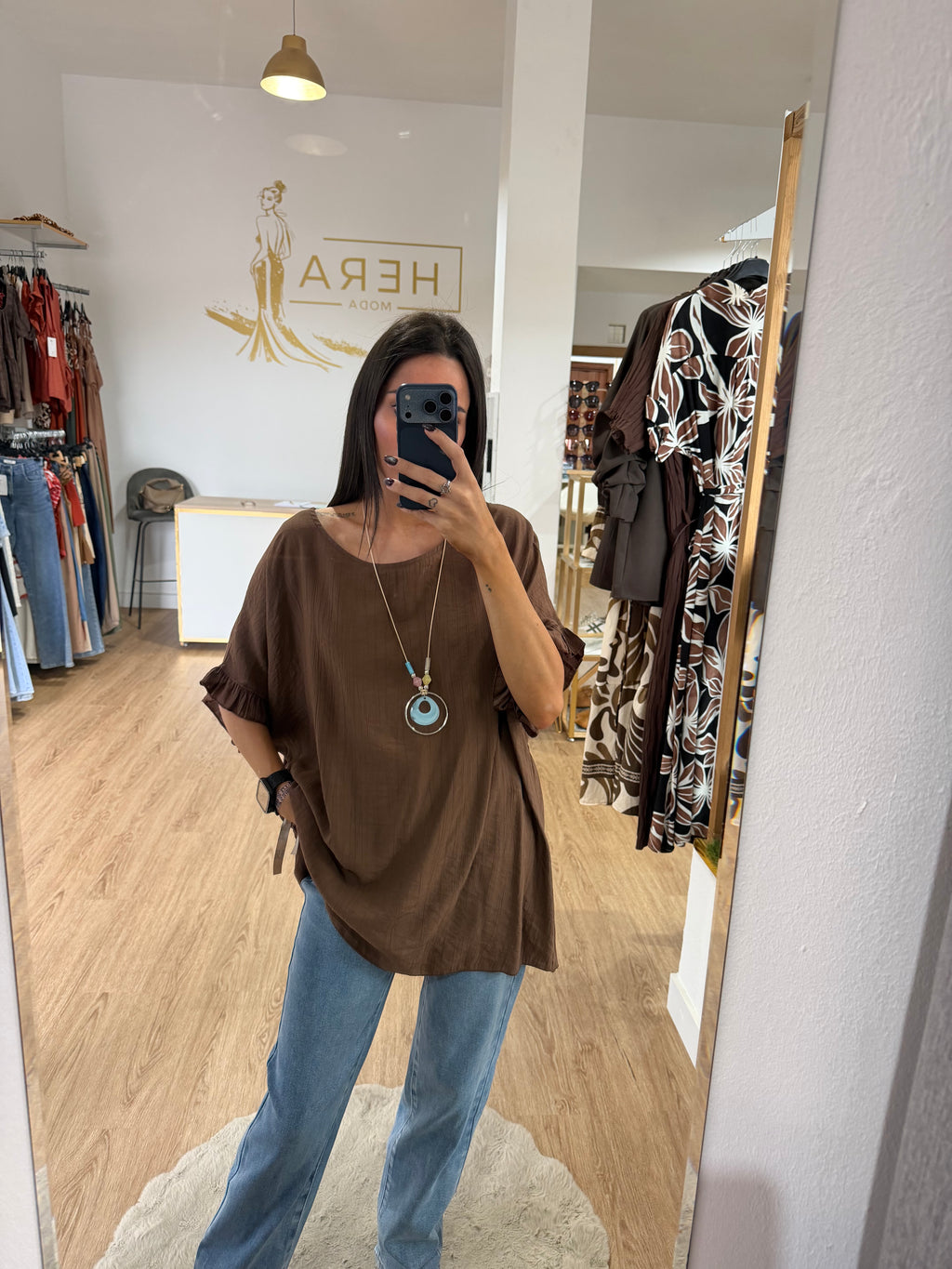 Blusa Bambula con Volantes en Manga / Top Fluido Texturizado