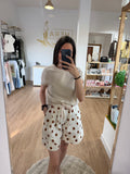 Shorts Fluidos de Lunares con Cinturón Pañuelo Estampado