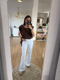 Pantalones Vaqueros Blancos de Pierna Ancha y Tiro Alto / Jeans culotte