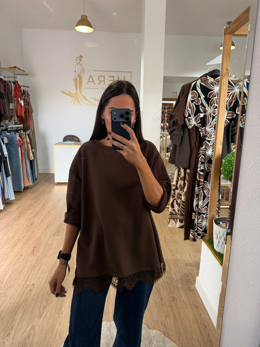 Sudadera con Encaje en el Bajo/ Sudadera Fina Varios Colores