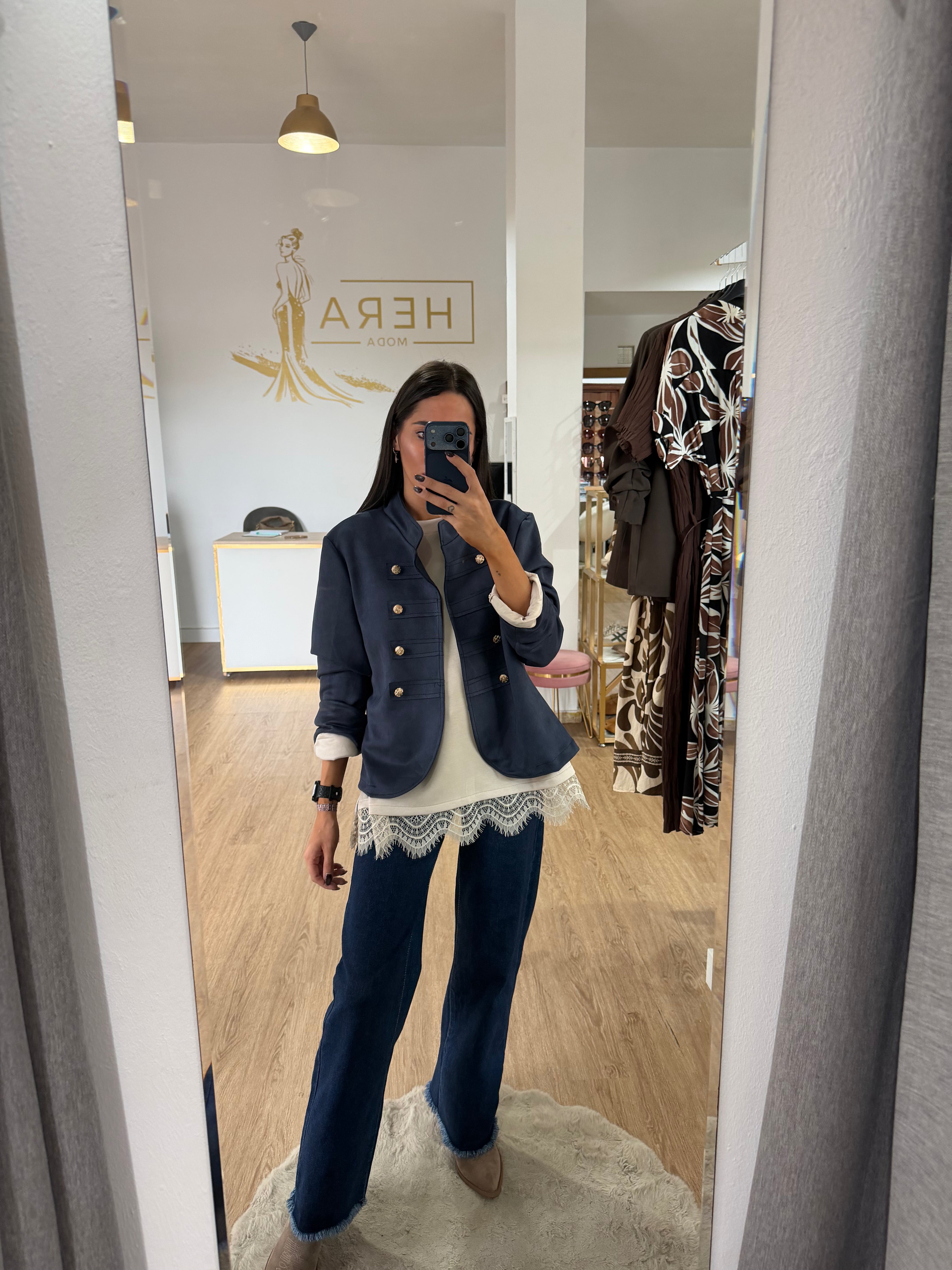 Chaqueta Militar de Ante con Botones / Cazadora Corta de Antelina